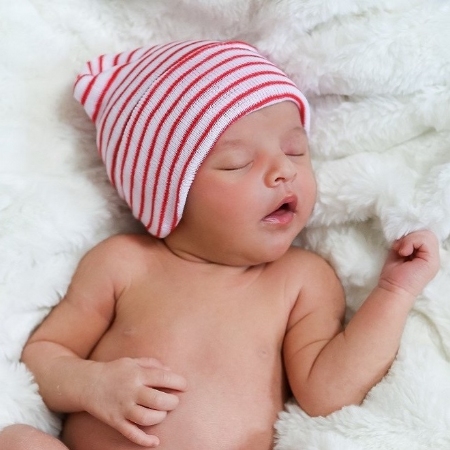 Red & White Two-Ply Newborn Hospital Hat #BC-620RW2
