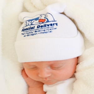 Single-Ply Hospital Baby Hats with 2 Color Logo #BC-620WL