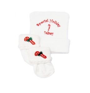 Special Holiday Delivery Newborn Baby Hospital Hat & Sock Set
